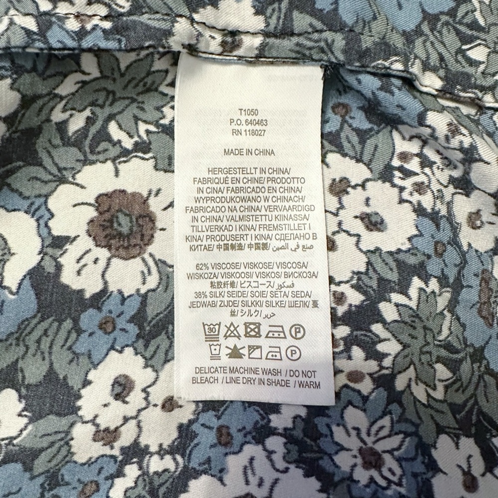 Boden Blue Floral Silk Blouse Size 14 - Picture 6 of 6